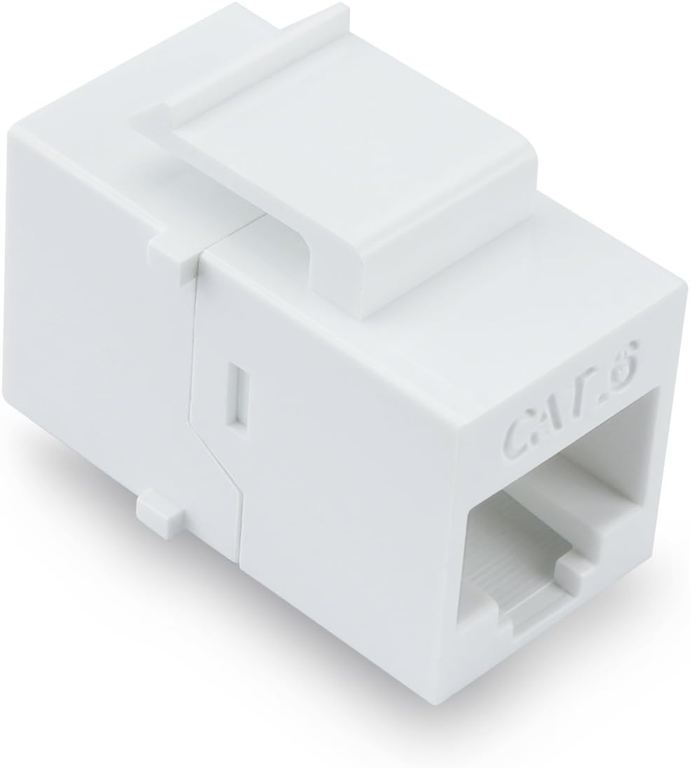 White Cat6 Keystone RJ45 Couplers 10 Pack S116