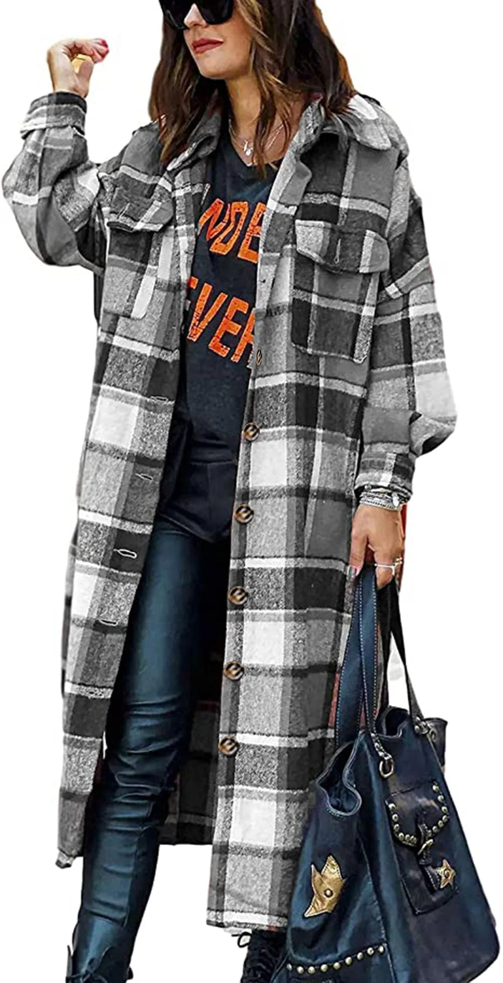 Flannel Button Up Plaid Shirt J8975