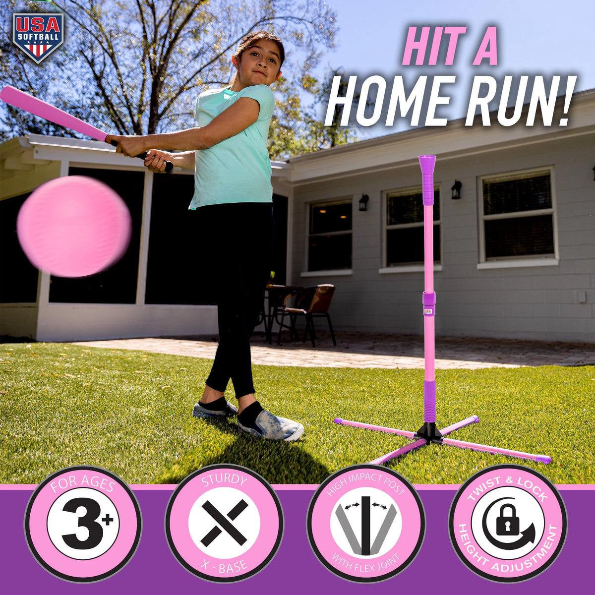 Kids Baseball Softball Batting Tee Set F623873