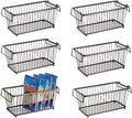 Stackable Metal Wire Storage Organizer Bin Basket with Handles, 6 Pack G45620