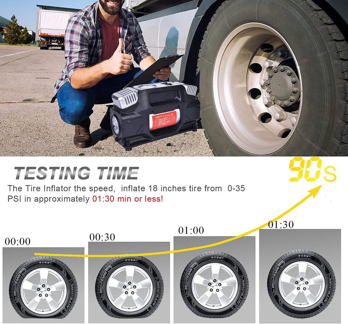 Portable Heavy Duty 12V Air Compressor Pump with Digital Gauge B868415