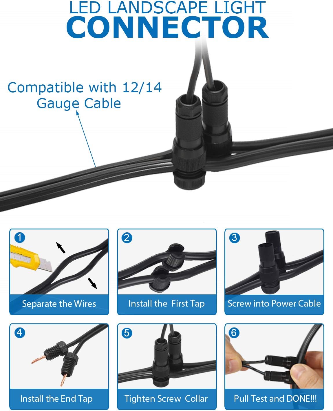 100 Pack 12-16 Gauge Low Voltage Landscape Lighting Wire Connectors L56902