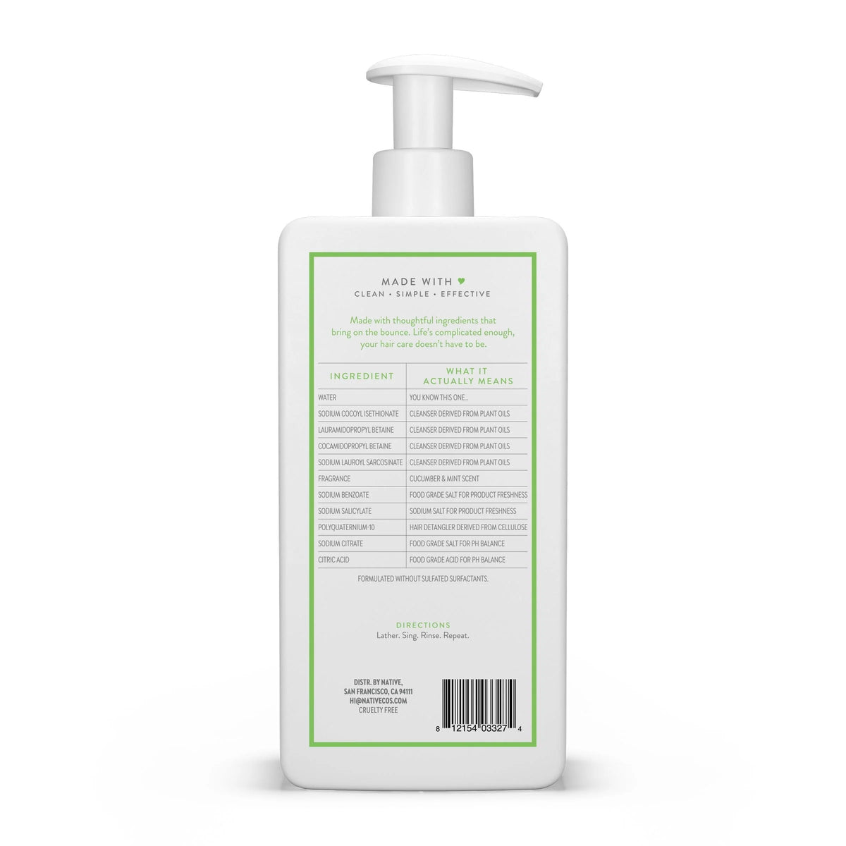 Volumizing Shampoo Cucumber & Mint Sulfate & Paraben Free 16.5 oz M63516
