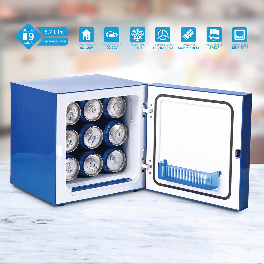 Blue Mini Fridge 6.7L Single Door 9 Can W808
