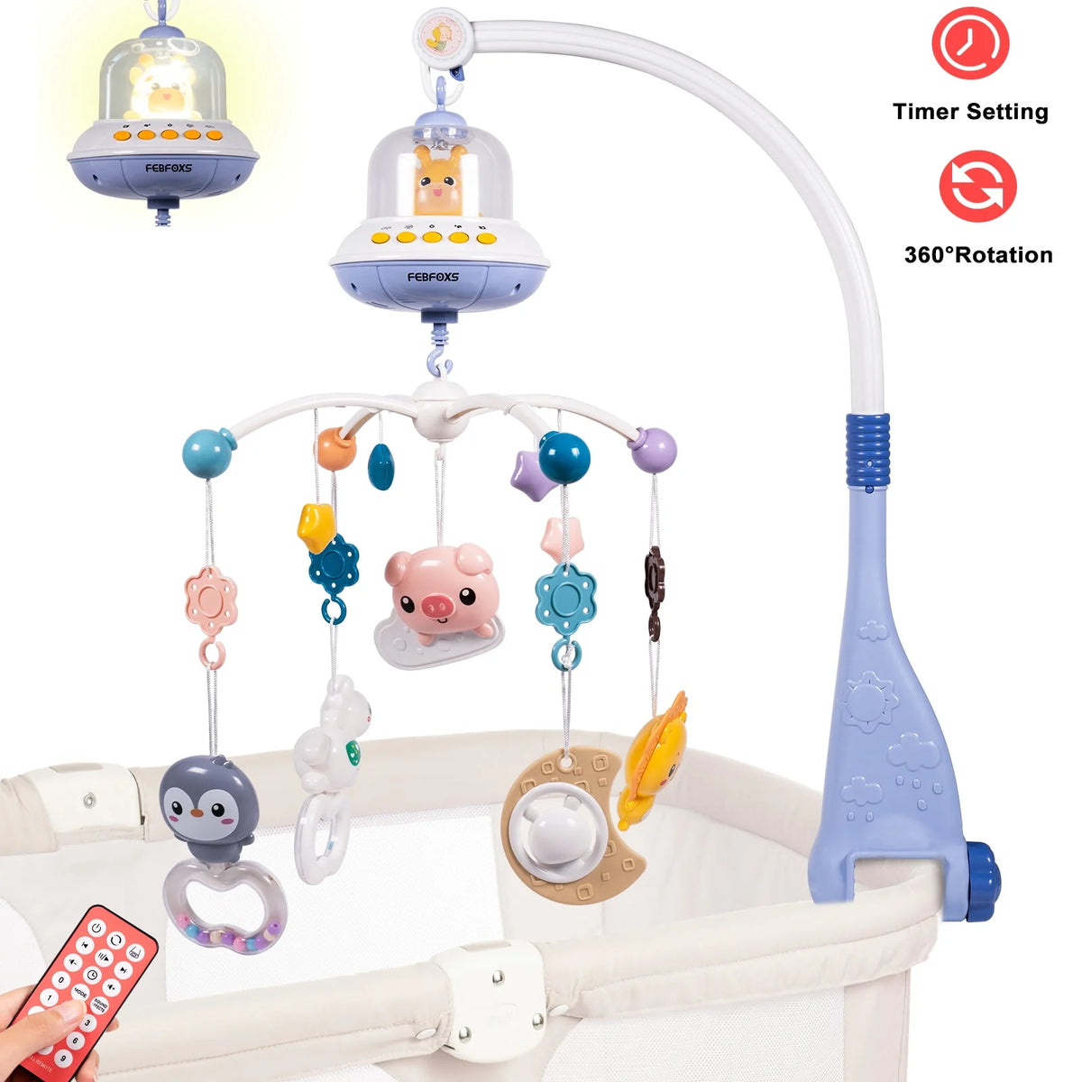 Baby Crib Mobile with Music Lights and Remote Control X90179