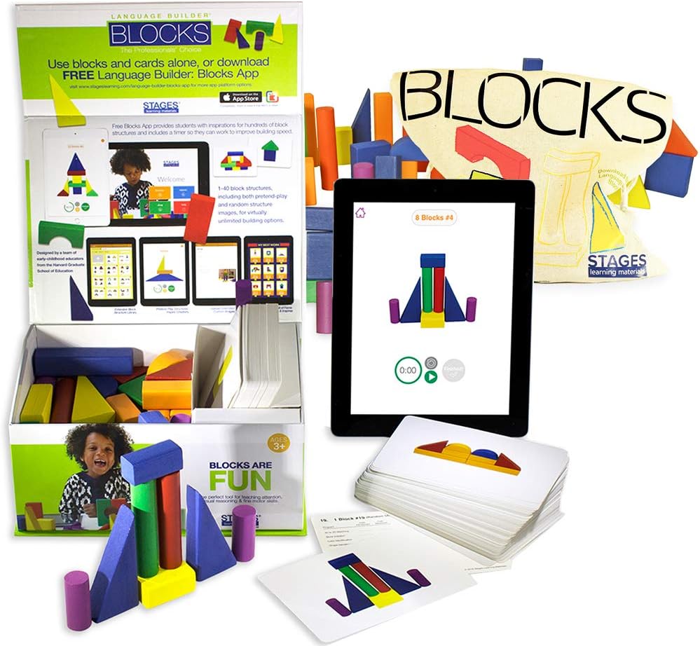 Language Builder Block Imitation Kit 120 Flashcards 90 Wood Blocks E629251