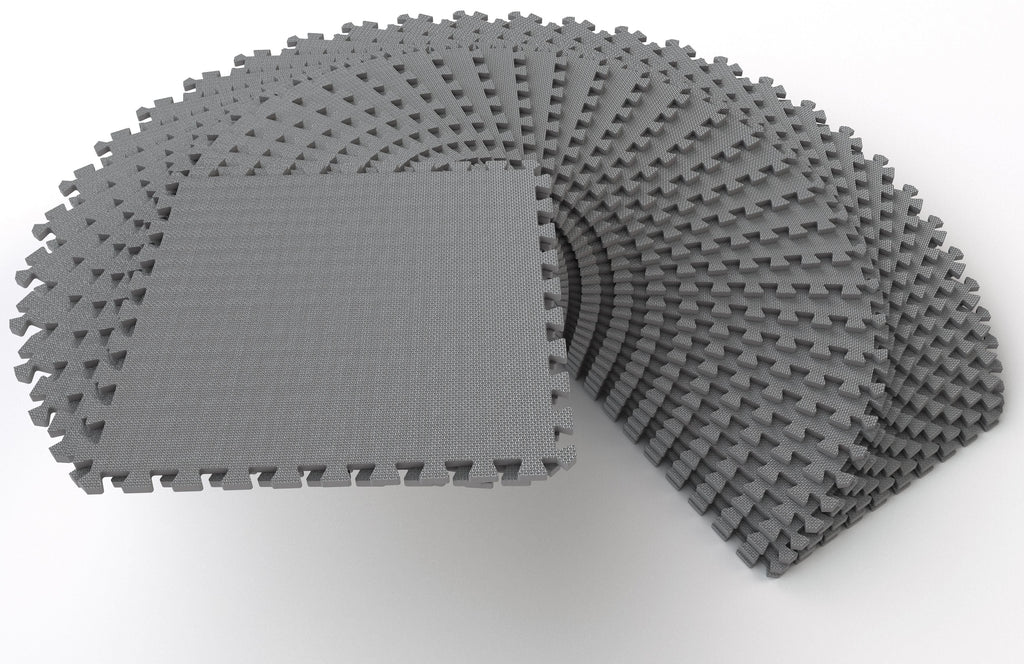 1 In. Thick EVA Foam Interlocking Exercise Mat, 18 Piece Black K2820