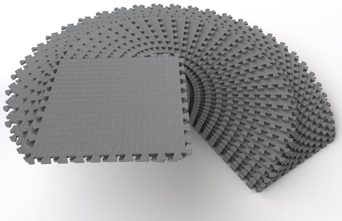 1 In. Thick EVA Foam Interlocking Exercise Mat, 18 Piece Black K2820