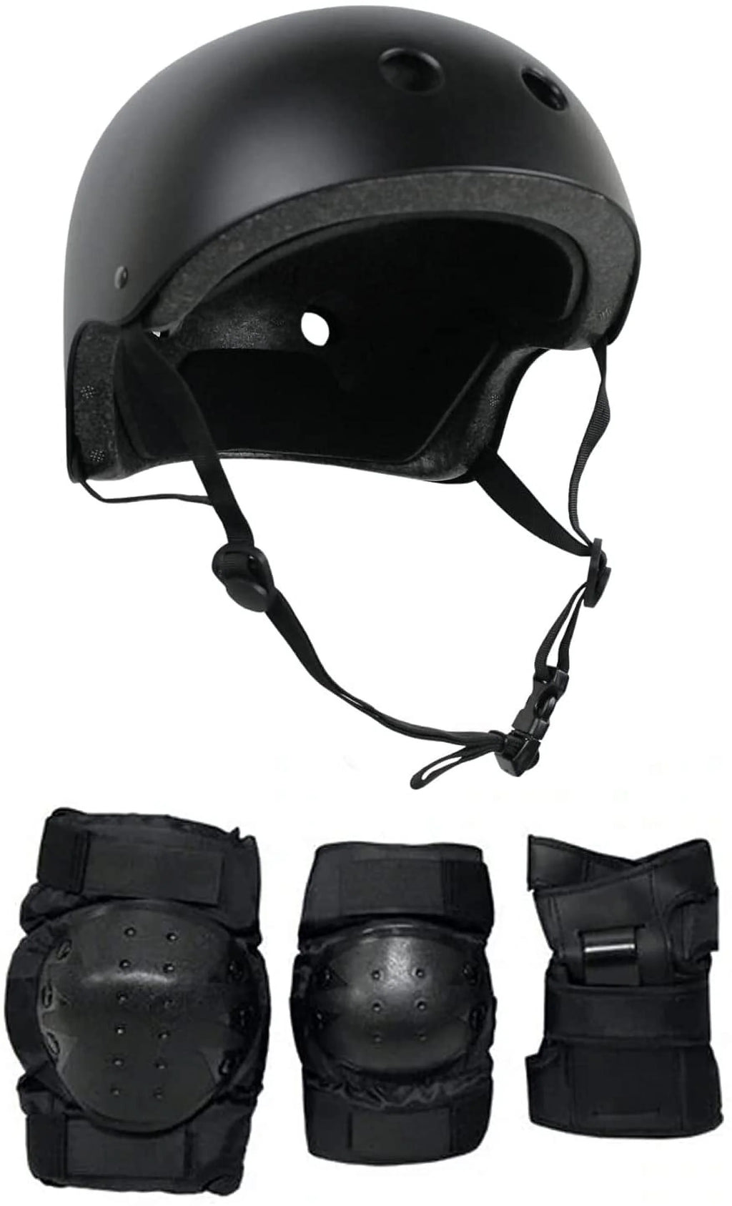 Black Skateboard Helmet Elbow Knee Wrist Pad Combo Adult Small I5000
