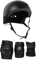 Black Skateboard Helmet Elbow Knee Wrist Pad Combo Adult Small I5000