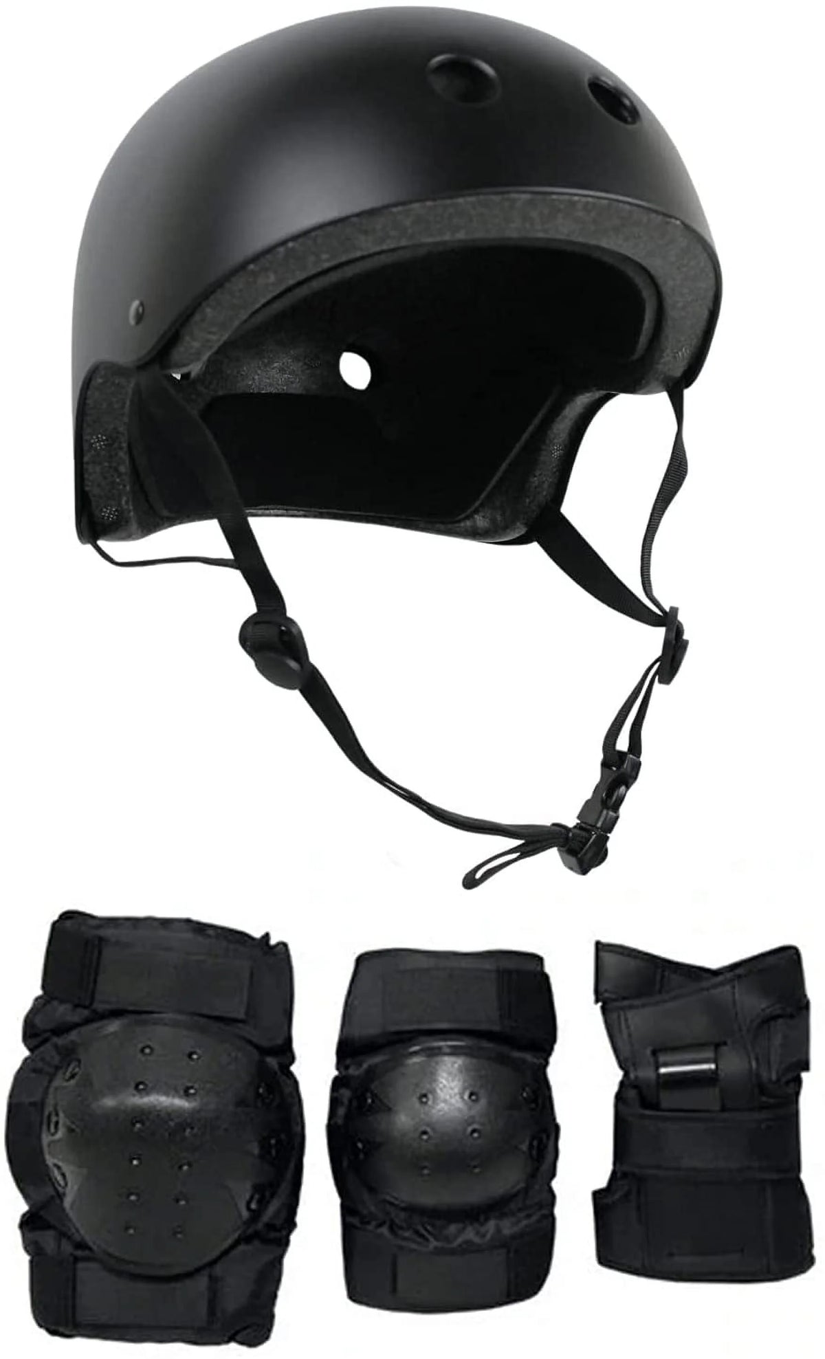 Black Skateboard Helmet Elbow Knee Wrist Pad Combo Adult Small I5000