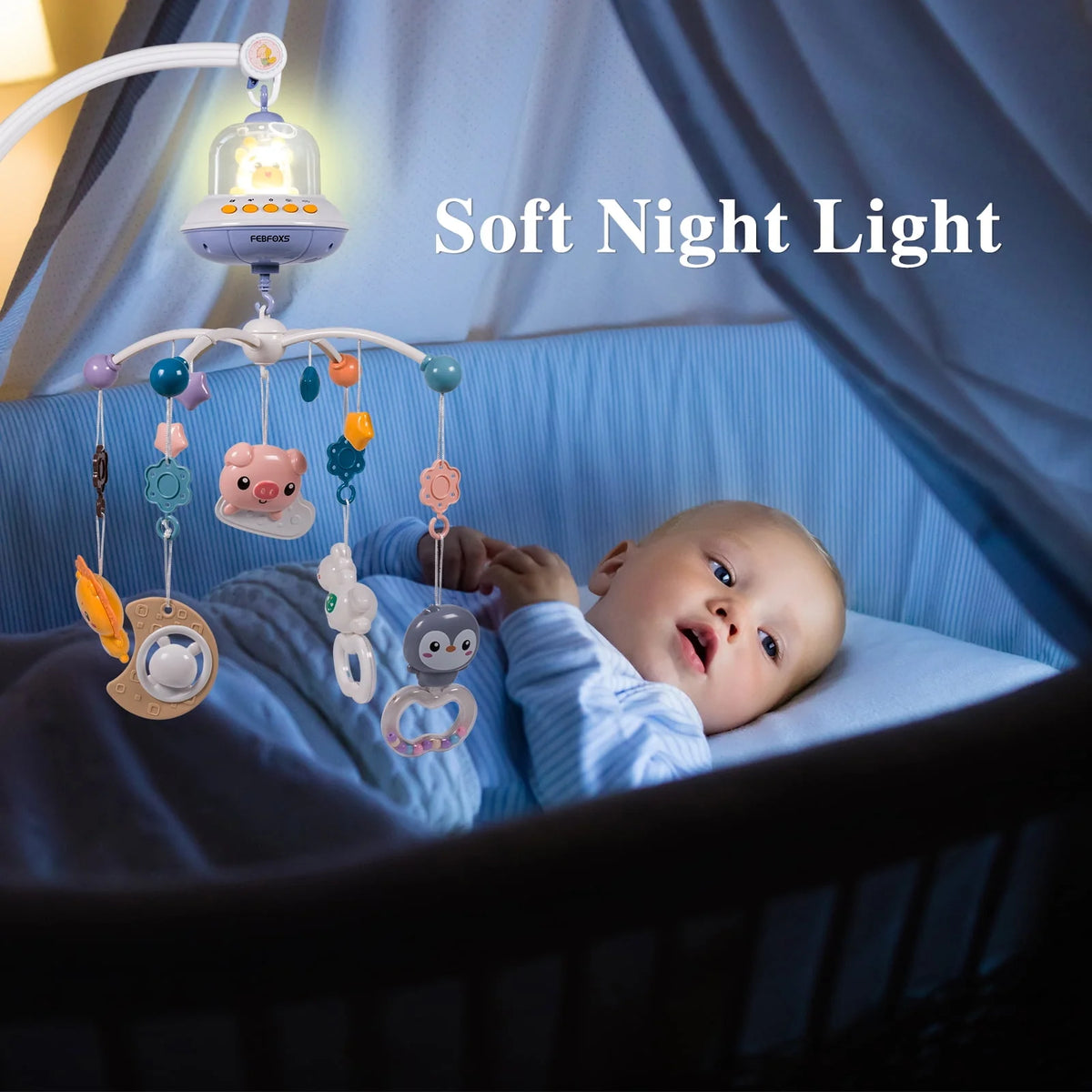 Baby Crib Mobile with Music Lights and Remote Control X90179