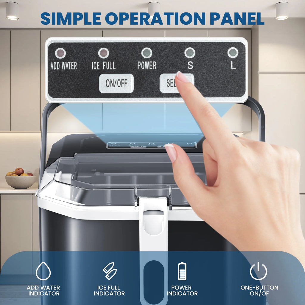 Portable Countertop Ice Maker with Handle, 26Lbs/24H, Black P29892