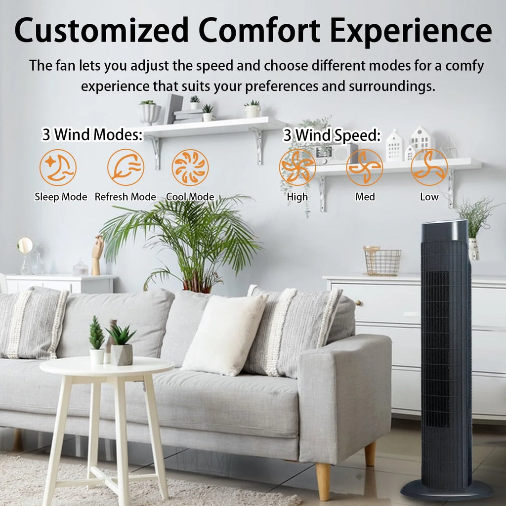 Quiet Portable Standing Tower Fan with 7.5H Timer, 3 Speeds, 32 Inch Oscillating C24534