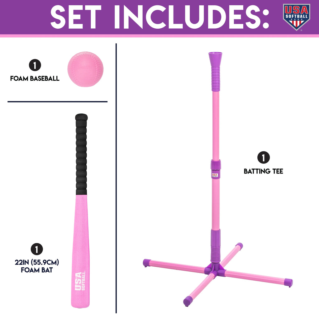 Kids Baseball Softball Batting Tee Set F623873