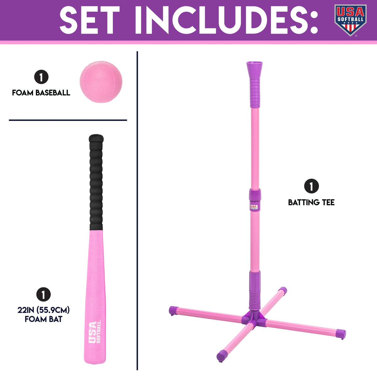Kids Baseball Softball Batting Tee Set F623873