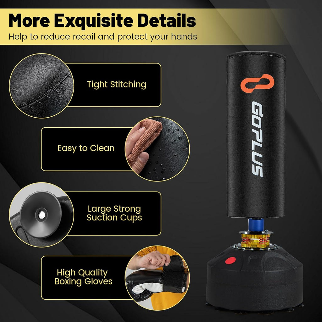 220LBS Freestanding Punching Bag with Gloves and Stand W50725