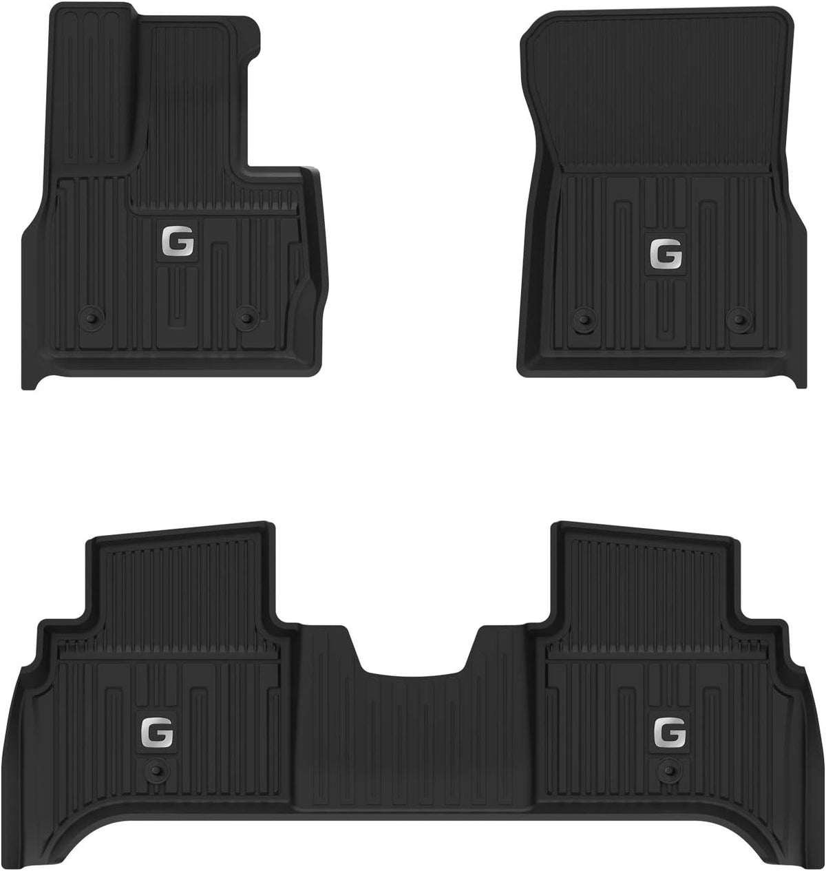 TPE All Weather Custom Fit Floor Mats 1st & 2nd Row Full Set Black H640