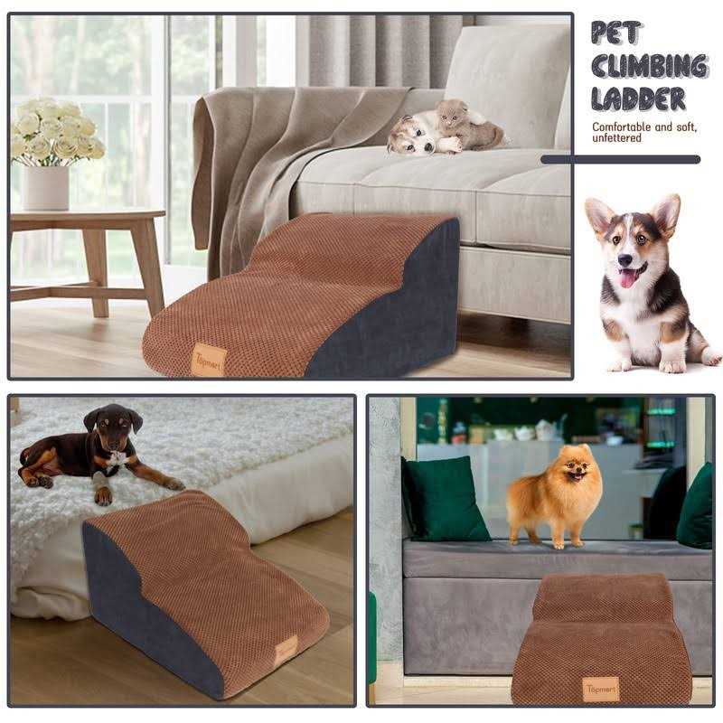 High Density Foam Dog Ramp & Steps 2 Tiers Non-Slip X1404