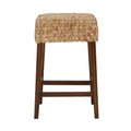 Walnut Finish Backless Counter Stool with Woven Seat N3257