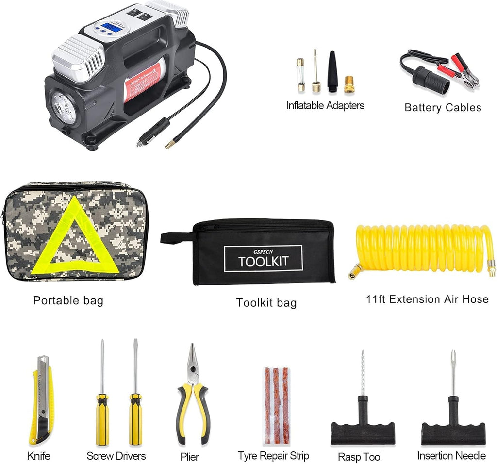 Portable Heavy Duty 12V Air Compressor Pump with Digital Gauge B868415