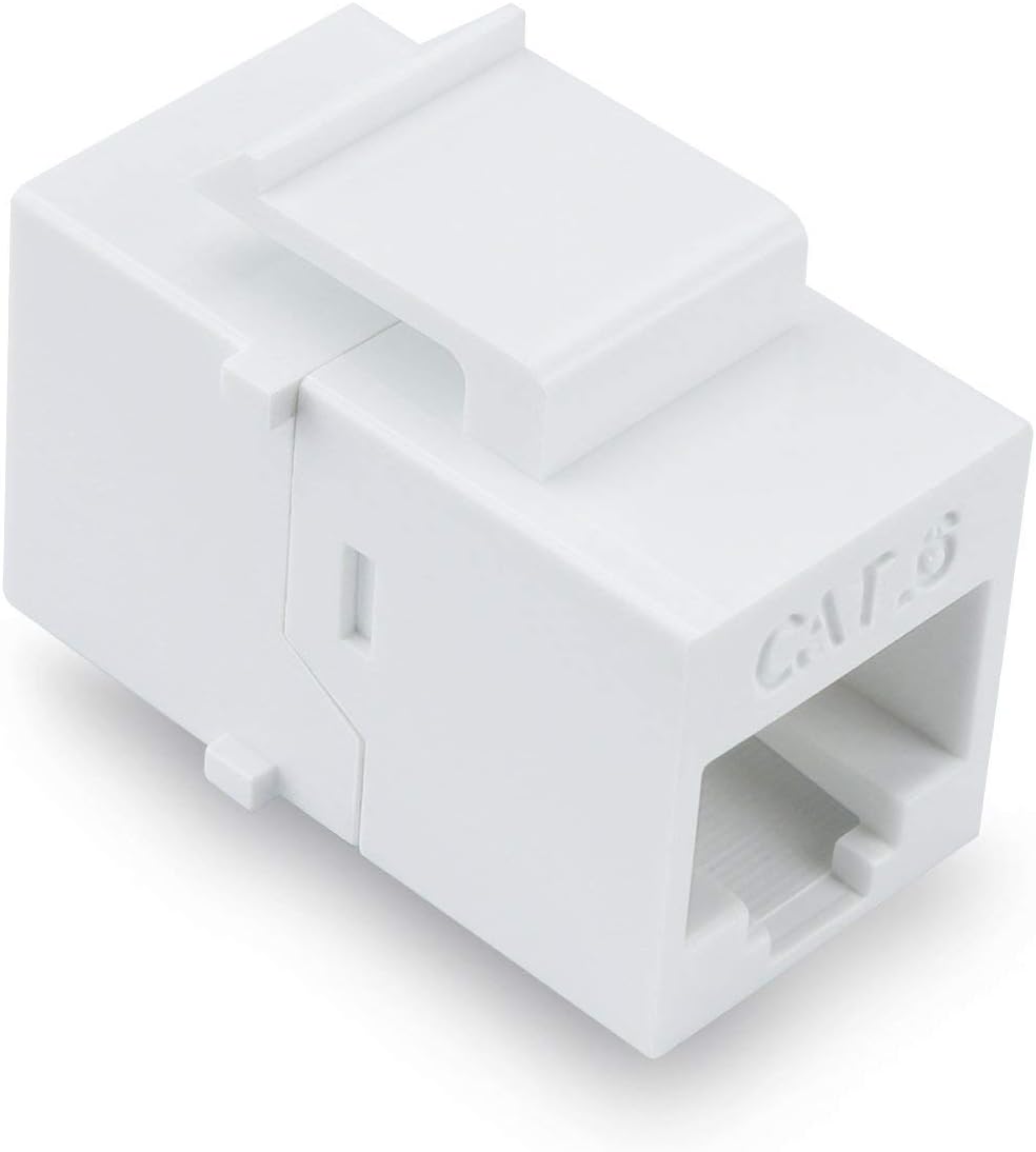 White Cat6 Keystone RJ45 Couplers 10 Pack S116