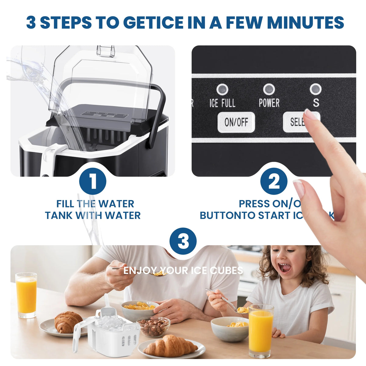 Portable Countertop Ice Maker with Handle, 26Lbs/24H, Black P29892
