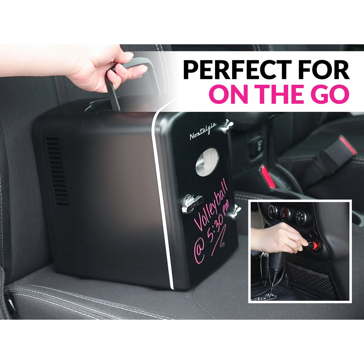 Black 6-Can Personal Cooling and Heating Refrigerator with Carry Handle P69602