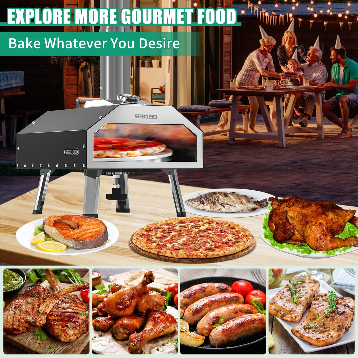 Outdoor Wood Fired Stainless Steel Pizza Oven B56486