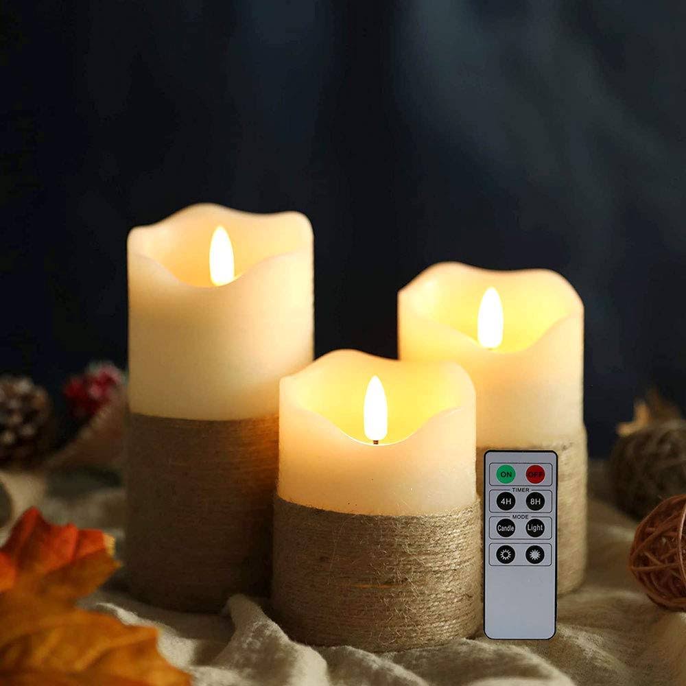 Set of 3 Real Wax Flameless LED Candles with Remote O843