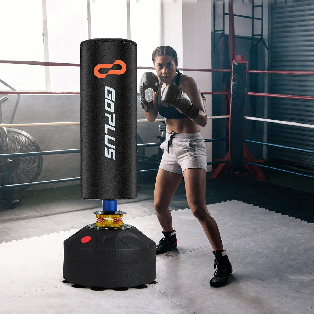 220LBS Freestanding Punching Bag with Gloves and Stand W50725