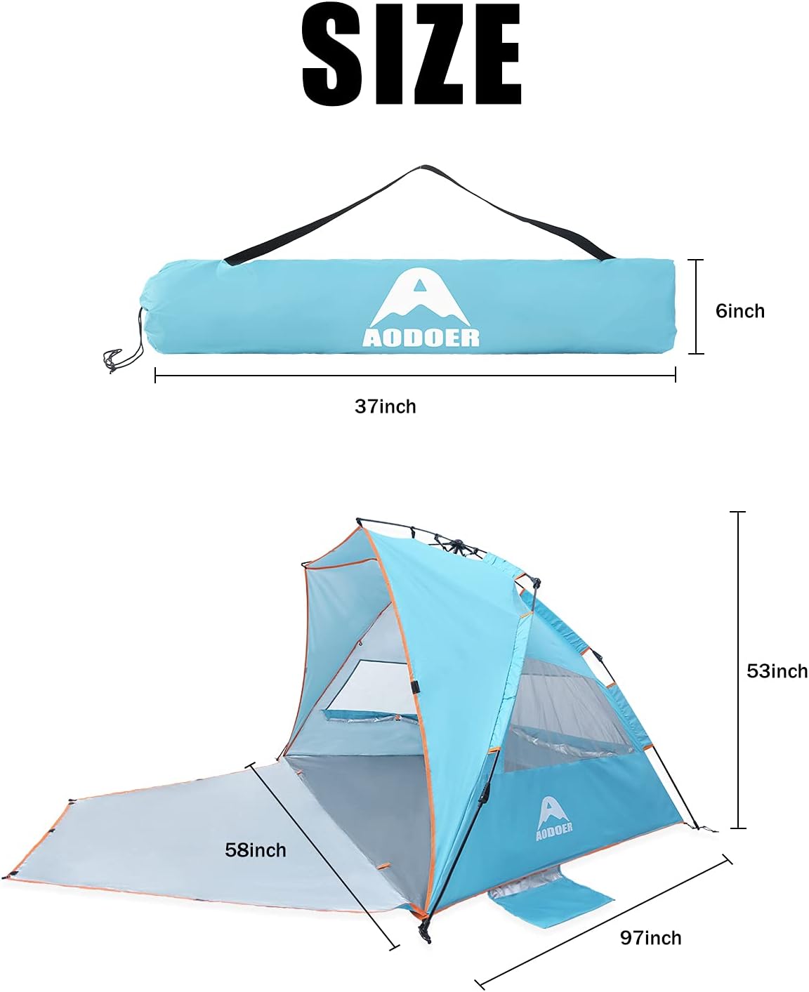 4 Person Portable Windproof UPF50+ Beach Tent with Carrying Bag S648
