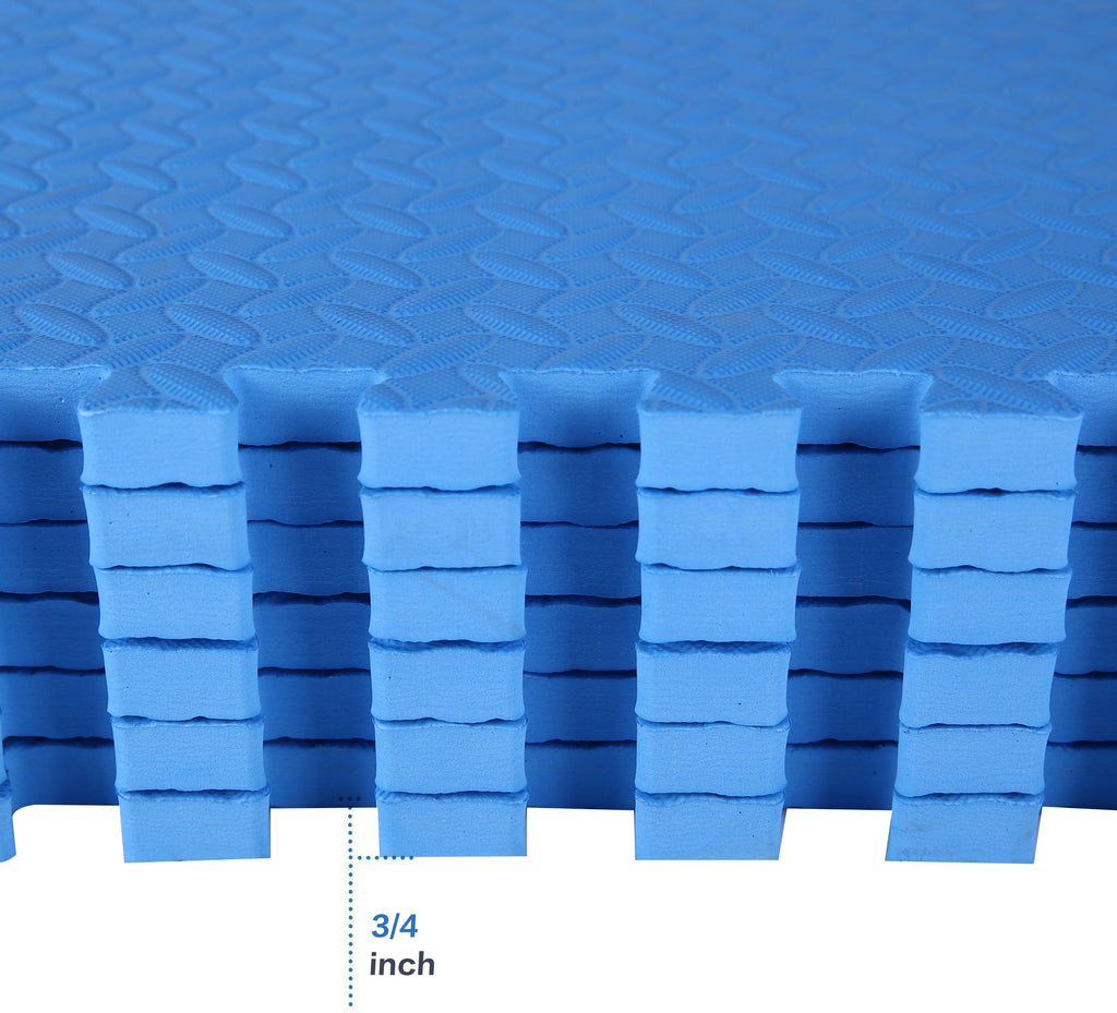 1 In. Thick EVA Foam Interlocking Exercise Mat, 18 Piece Black K2820