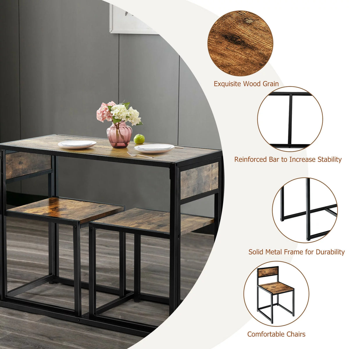 3 Pc Dining Set Table and 2 Chair Q437670