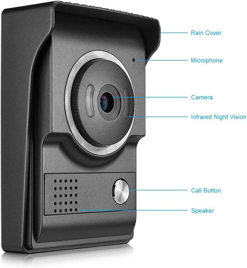 Wired Video Intercom Doorbell System 7 Inches LCD Monitor Door Phone Kit D351