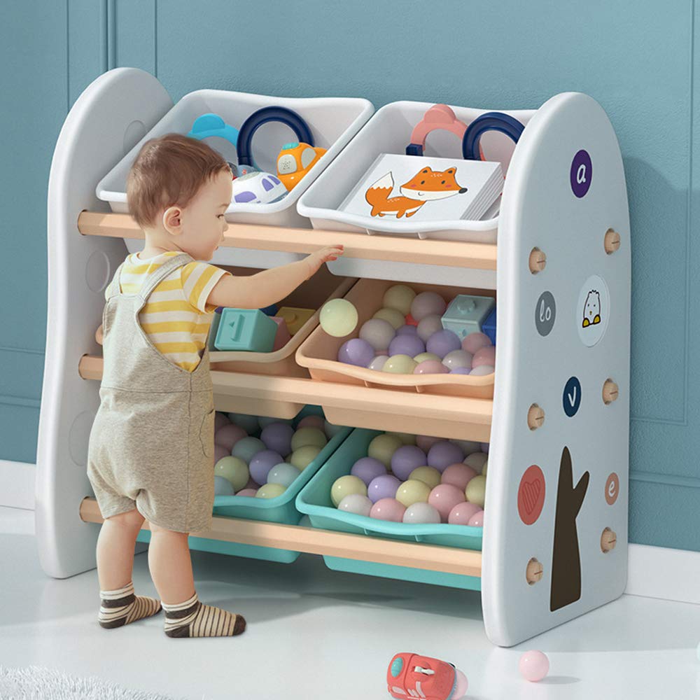 Kids Toy Storage Organizer with 6 Plastic Bins D970162