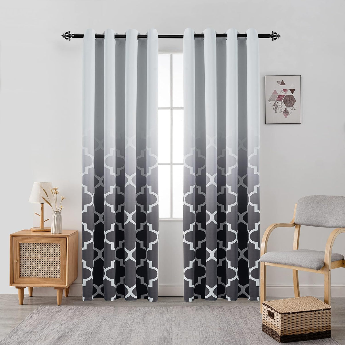 Grey 84 inch 2 Panels Gradient Color Curtains Z764681