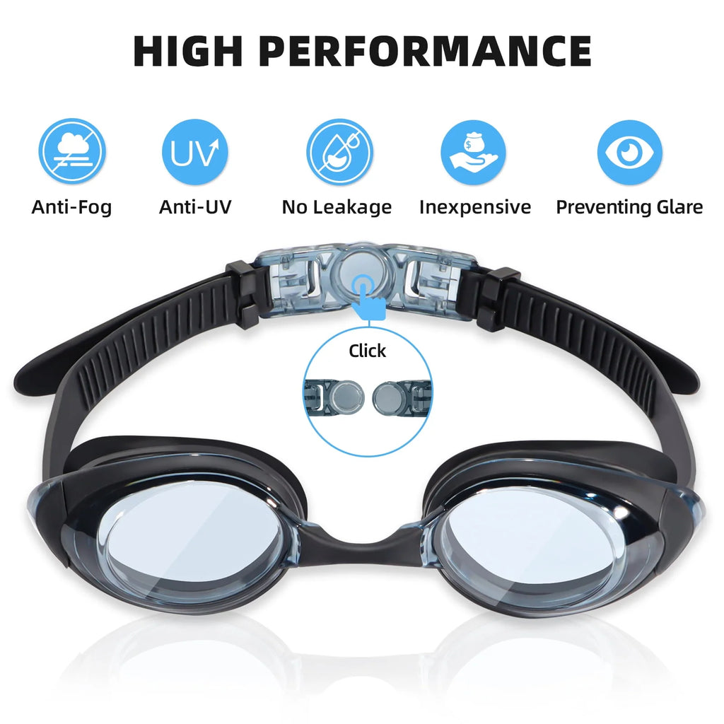 Adult Anti-Fog No Leak Swim Goggles with 3 Nose Pieces I777309