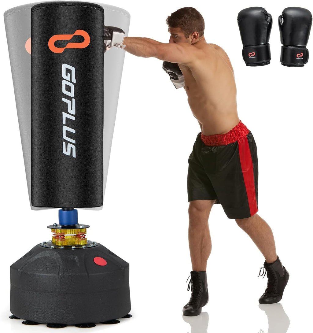 220LBS Freestanding Punching Bag with Gloves and Stand W50725