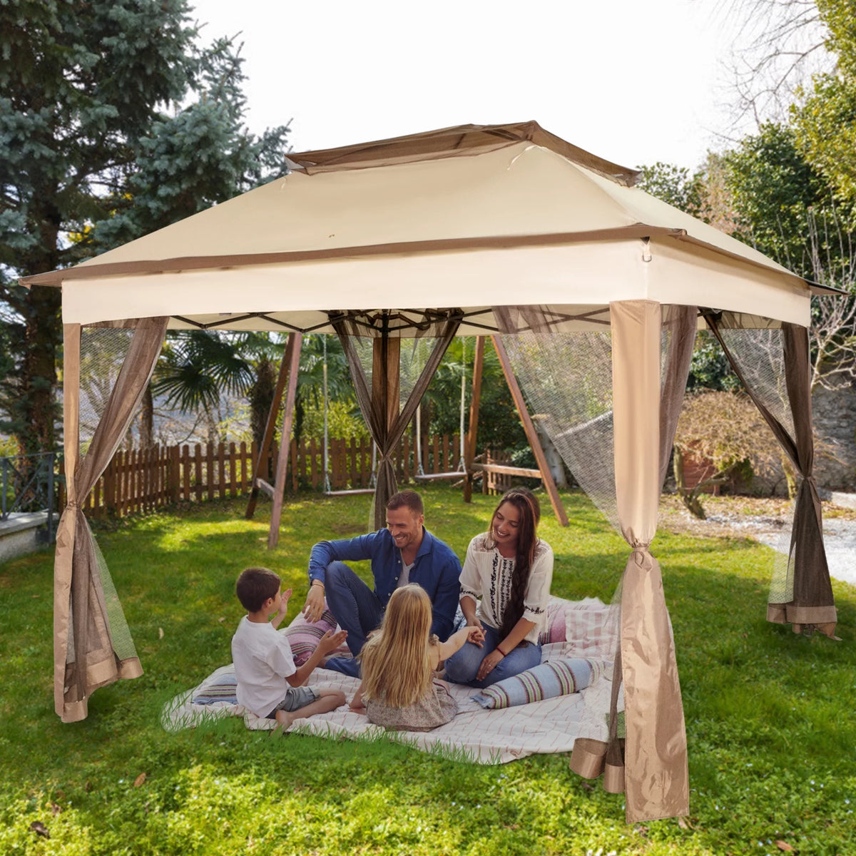 10x10ft Outdoor Canopy Gazebo with Netting N309