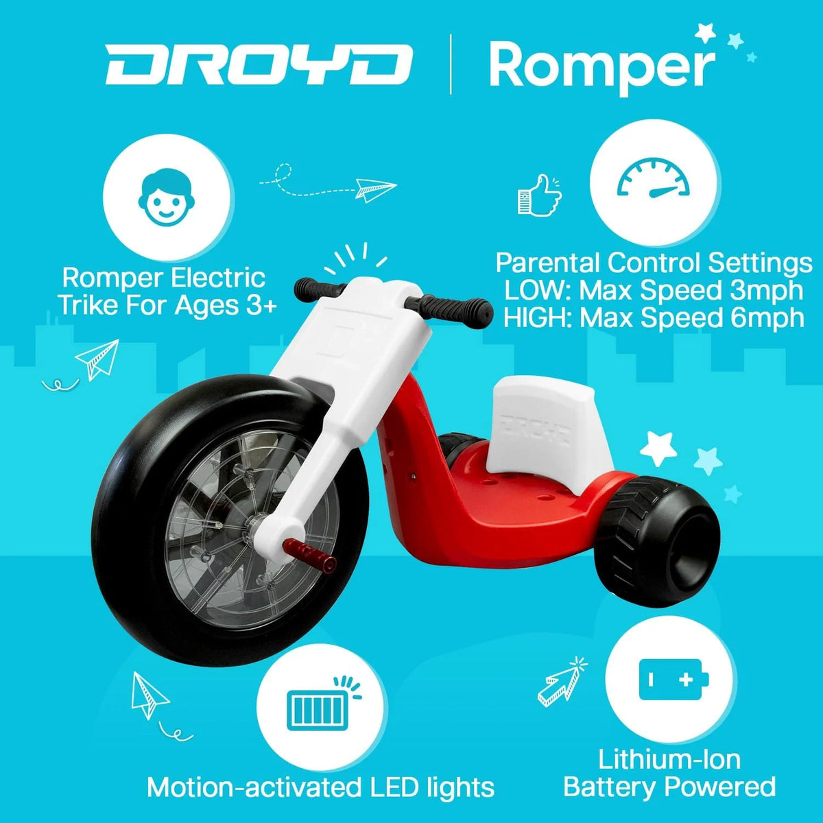 Kids Motorized Tricycle with Parental Speed Control G355