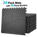 24 Pc Interlocking EVA Foam Tiles, 3/4'' Black Exercise Mat C676564
