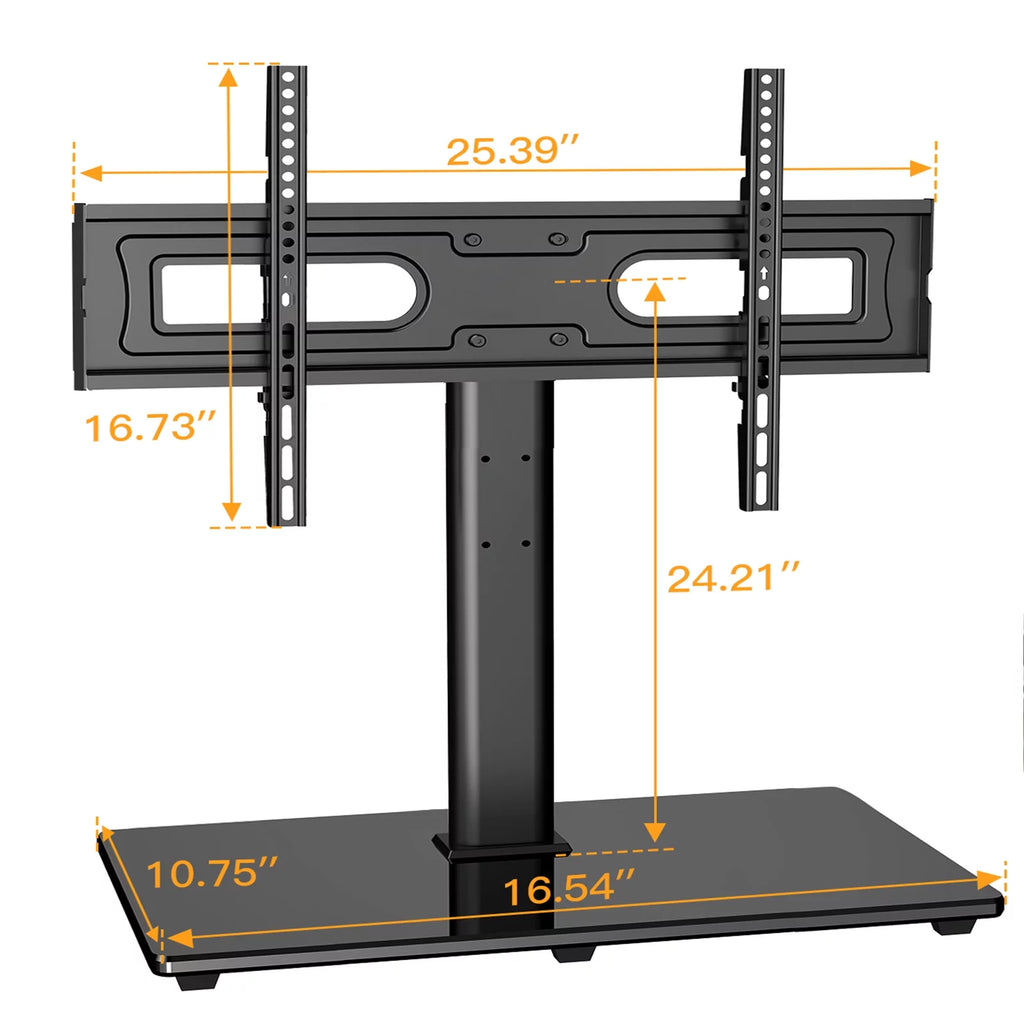 Height Adjustable Swivel Table Top TV Stand with Tempered Glass Base for 37-75 Inch TVs W808