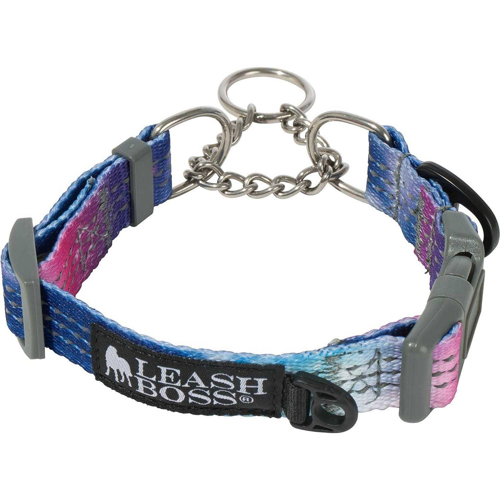 Patterned Reflective Chain Martingale Dog Collar C903873