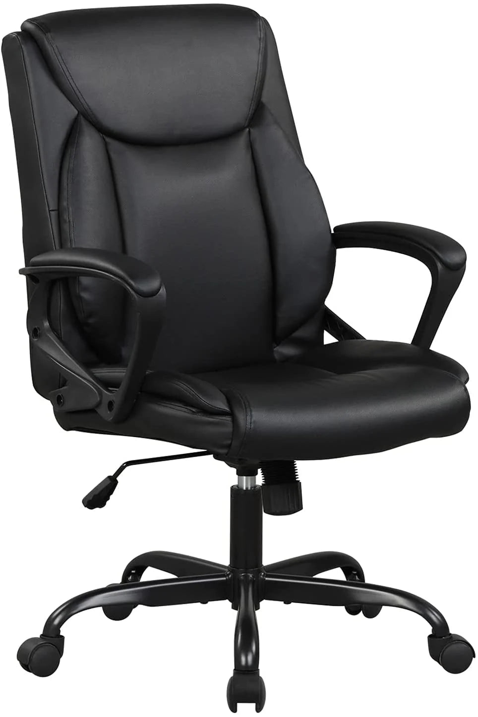 Black Ergonomic PU Leather Office Chair with Lumbar Support Q88597