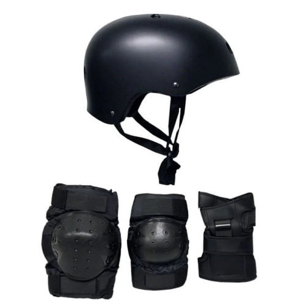 Black Skateboard Helmet Elbow Knee Wrist Pad Combo Adult Small I5000