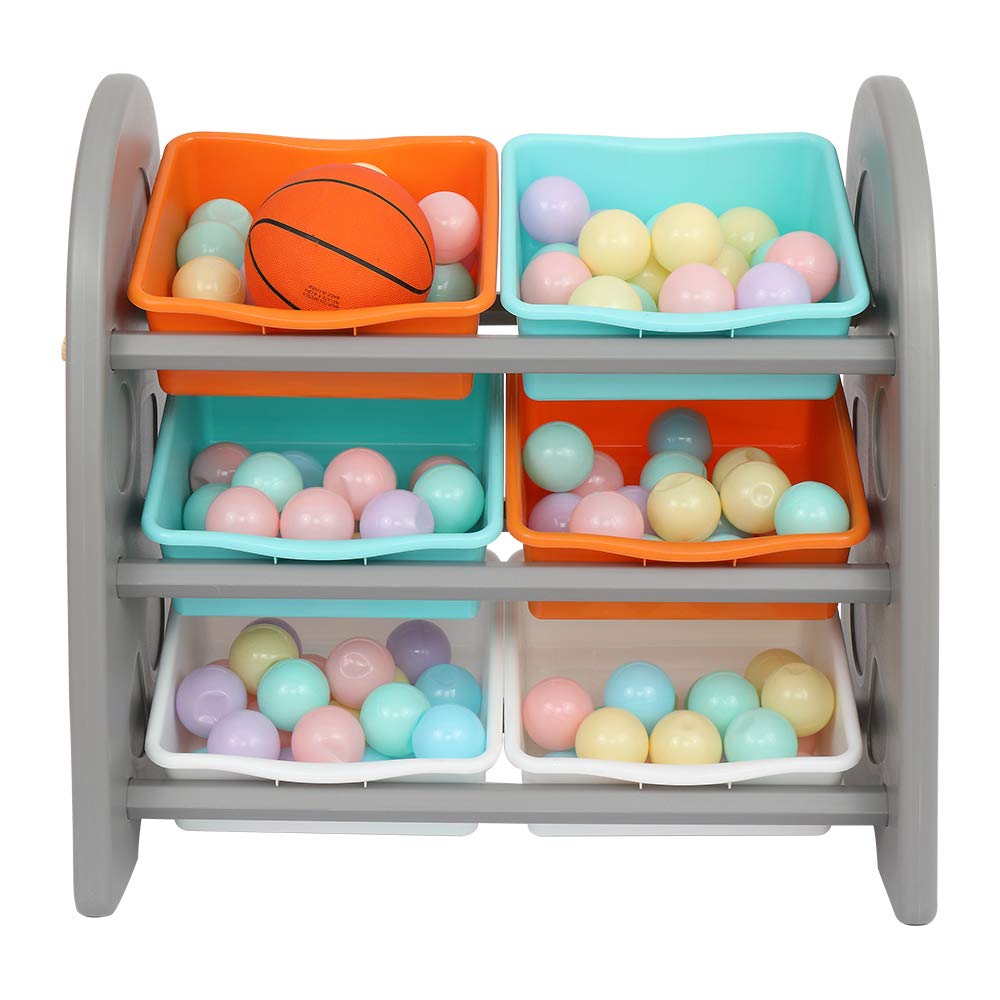 Kids Toy Storage Organizer with 6 Plastic Bins D970162