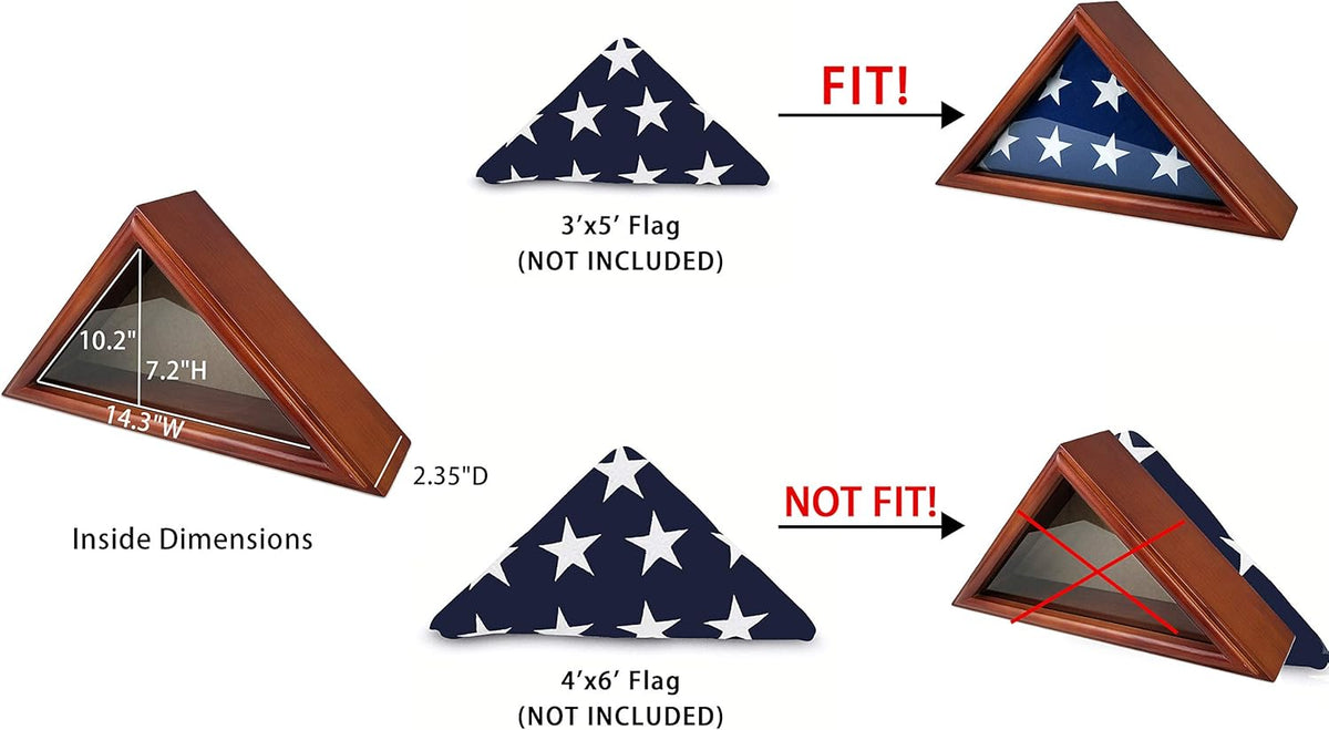 3'x5' Flag Display Case Box Solid Wood N5800