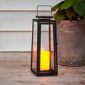 Black Metal Glass Solar Lantern R1566
