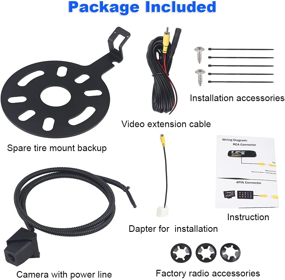 Backup Camera Rear View Camera Waterproof Wide Angle Spare Tire Mount Camera V529
